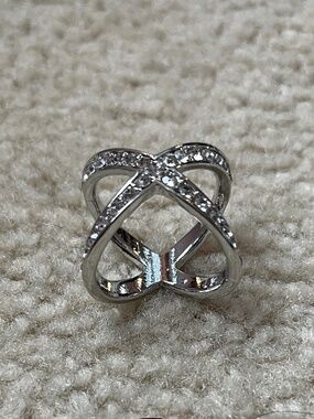 Silver Scarf Ring Jeweled